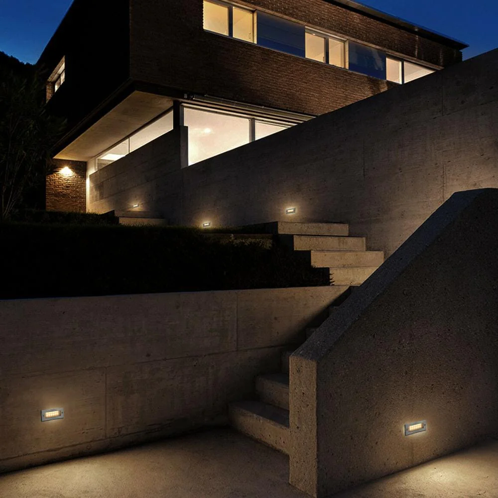 Smart lighting along outdoor steps, enhancing aesthetics for a contemporary home in Melbourne